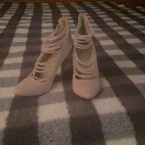 Pink suede approximately 5 inch heel